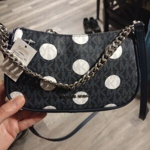 NWT Michael Kors Carmela Small Polkadot And Signature Logo Pochette